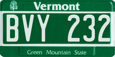 VT license plate BVY232