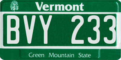 VT license plate BVY233