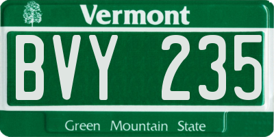 VT license plate BVY235