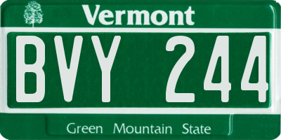 VT license plate BVY244
