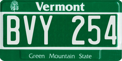 VT license plate BVY254