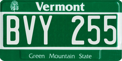VT license plate BVY255