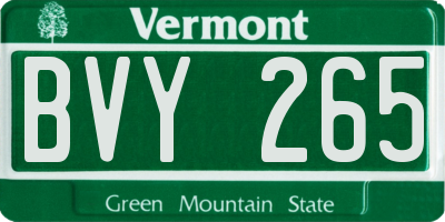 VT license plate BVY265