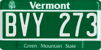 VT license plate BVY273