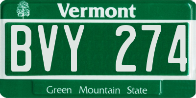 VT license plate BVY274