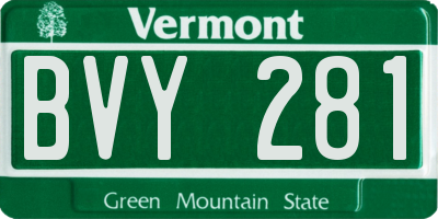 VT license plate BVY281