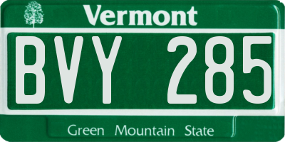 VT license plate BVY285