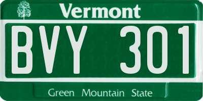 VT license plate BVY301