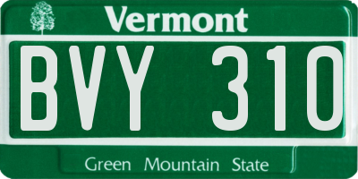 VT license plate BVY310