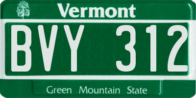 VT license plate BVY312
