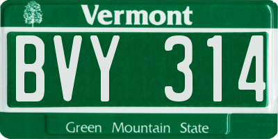 VT license plate BVY314