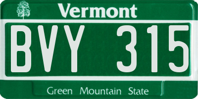 VT license plate BVY315
