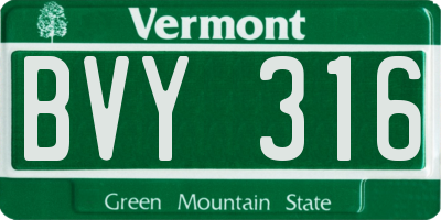 VT license plate BVY316