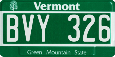 VT license plate BVY326