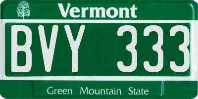 VT license plate BVY333