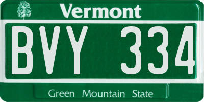 VT license plate BVY334