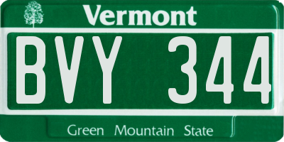 VT license plate BVY344