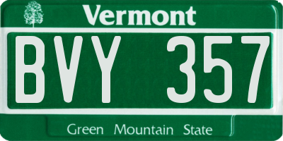 VT license plate BVY357