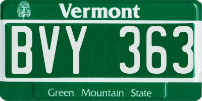 VT license plate BVY363