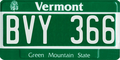 VT license plate BVY366