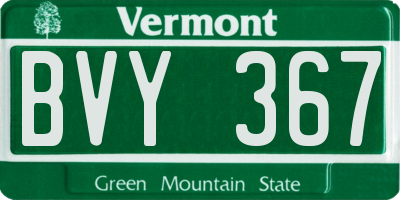 VT license plate BVY367