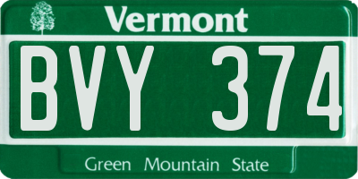 VT license plate BVY374