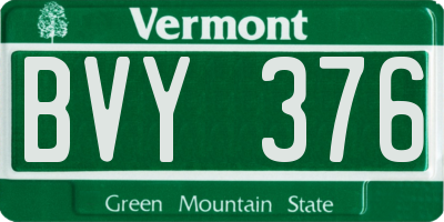 VT license plate BVY376
