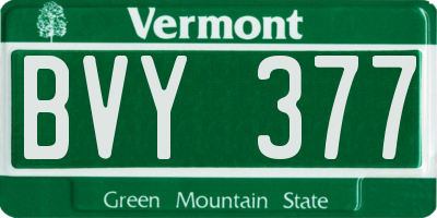 VT license plate BVY377