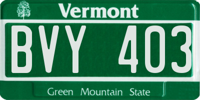 VT license plate BVY403