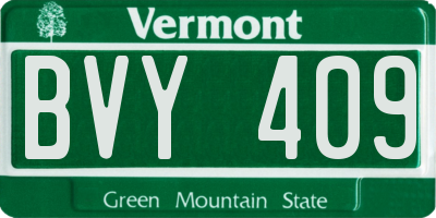 VT license plate BVY409