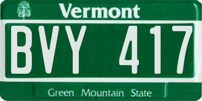 VT license plate BVY417