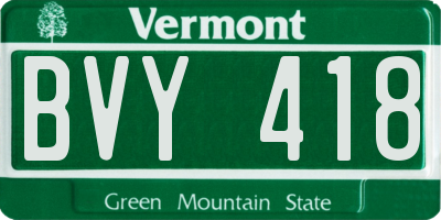 VT license plate BVY418