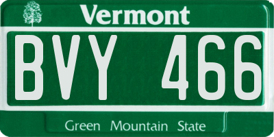 VT license plate BVY466