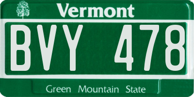 VT license plate BVY478