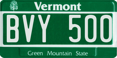 VT license plate BVY500