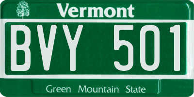 VT license plate BVY501
