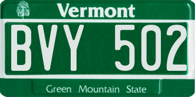 VT license plate BVY502