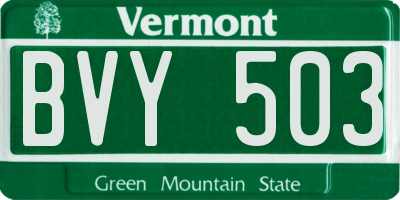VT license plate BVY503