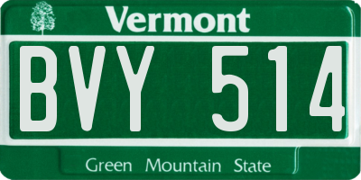 VT license plate BVY514