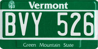 VT license plate BVY526