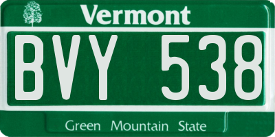 VT license plate BVY538