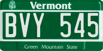 VT license plate BVY545
