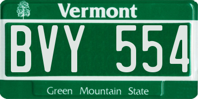 VT license plate BVY554