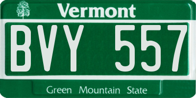 VT license plate BVY557