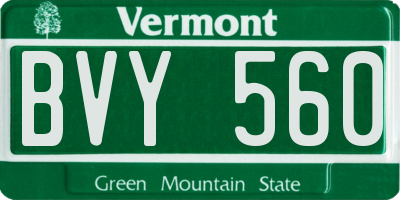 VT license plate BVY560