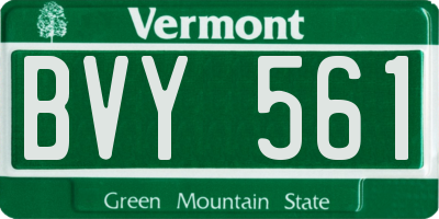 VT license plate BVY561
