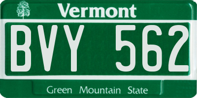 VT license plate BVY562