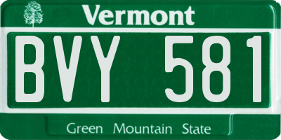 VT license plate BVY581