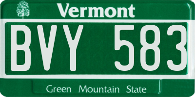 VT license plate BVY583