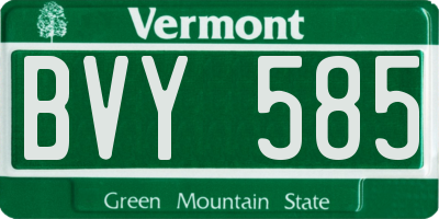 VT license plate BVY585